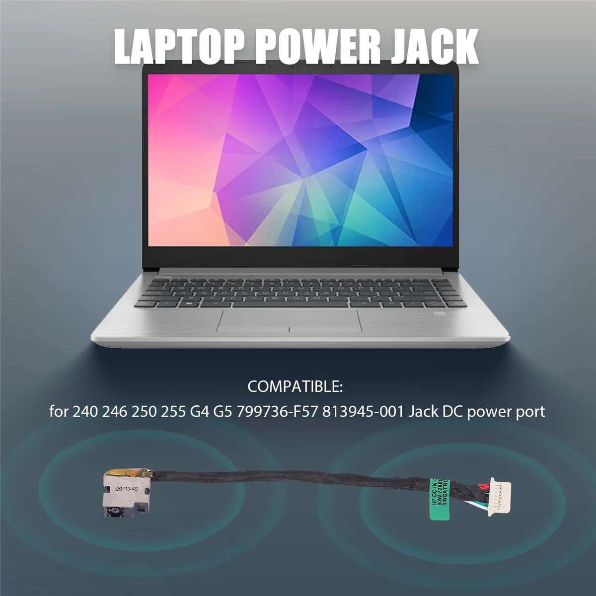 Conector de alimentación para ordenador portátil, reemplazo de Cable DC para HP 240, 246, 250, 255, G4, G5, 799736-F57, 813945-001