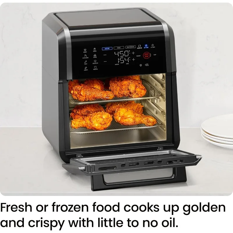 เตาอบหม้อทอด Air fryer 6-in-1 12 QUART พร้อมนาฬิกาดิจิตอลท์หน้าจอสัมผัสและเตาอบแบบพาความร้อนขนาดสำหรับครอบครัว