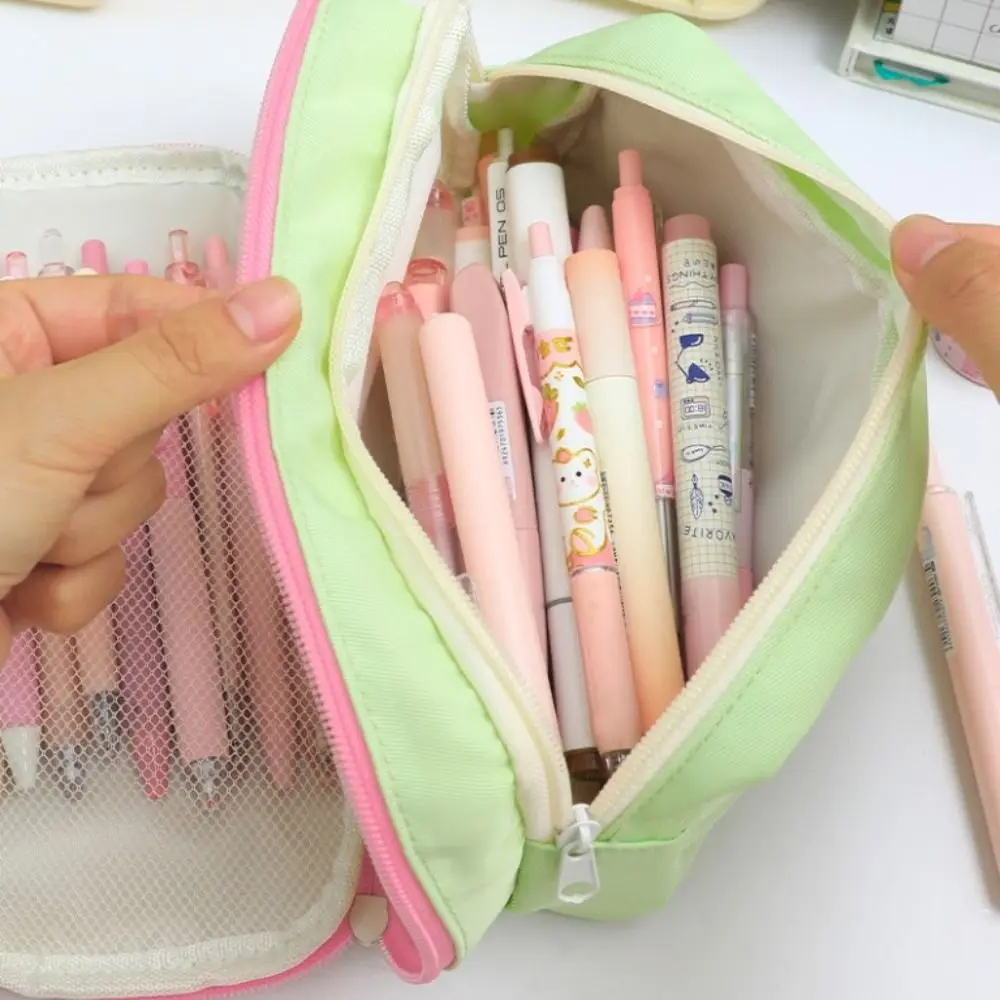 Creative Cute Design Capybara Pen Bag Multi-layer INS Checkered Stationery Bag Aesthetic Large Capacity Plaid Pencil Case Gift