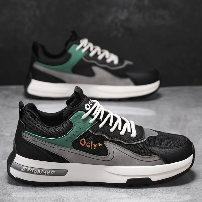 

Мужская обувь для скейтбординга на лето 2024, новые сетчатые дышащие удобные кроссовки на плоской подошве, повседневные мужские кроссовки на шнуровке для спорта на открытом воздухе