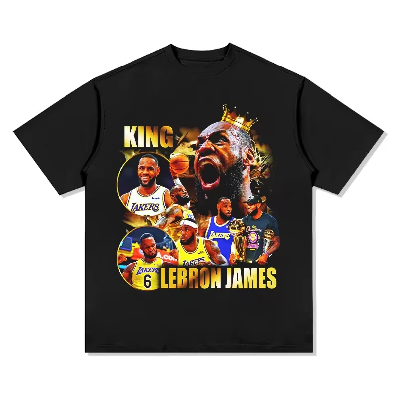 Summer Basketball Stars New Cotton T-Shirt Short Sleeve Fashion Breathable Casual Adult Kids LeBron James Casual T-Shirt