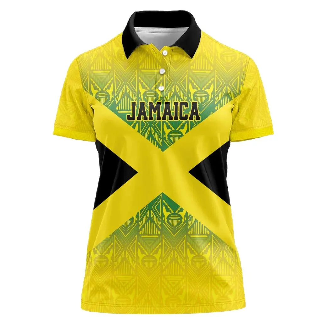 New Summer Elegant Modern Women's Jamaican Pattern Polo Shirt Print Short Sleeve Casual Sporty Fashion T-Shirt