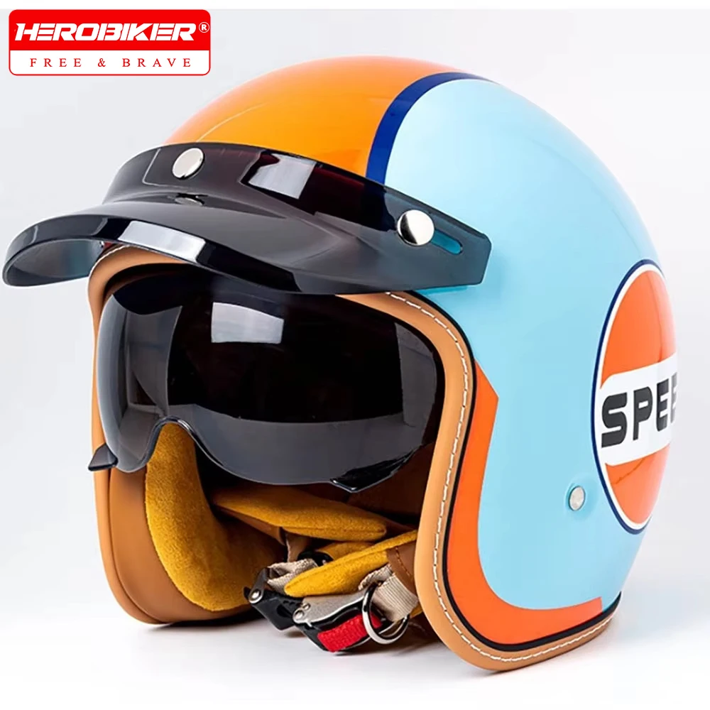 

Ретро-шлем для мотоцикла полуоткрытого типа, аксессуары для мотоциклов, шлем для кросс-кантри, 3/4 ретро-шлем для зимы