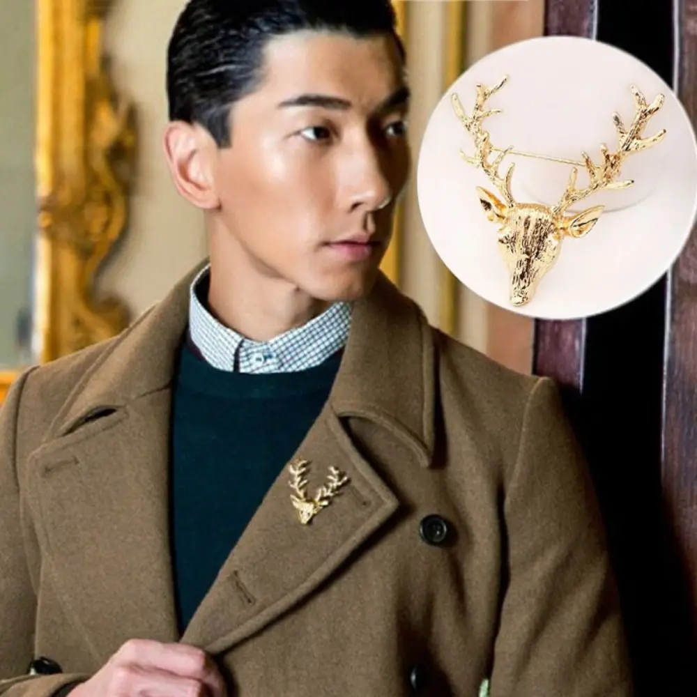 شخصية الحيوان الأيائل رئيس بروش سبيكة التلبيب دبوس عيد الميلاد شارة الملابس شارة بدبابيس الغزلان بروش معدني الفتيات #4