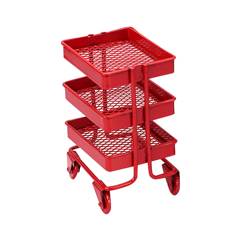 

Mini Iron Storage Cart Decorative Small Storage Rack Handcart Mini House Decor Miniature Scene Ornament DIY Supply