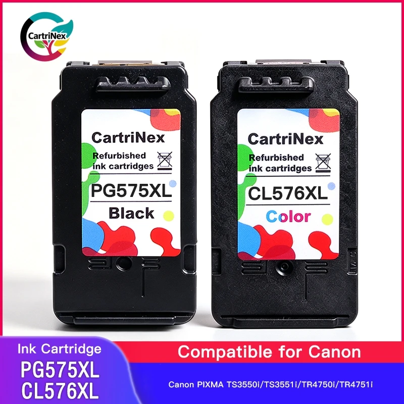 Remanufactured Ink Cartridge for Canon 575XL 576XL PG575 CL576 PG-575 CL-576 PIXMA TS3550i TS3551i TR4750i TR4751i Printer