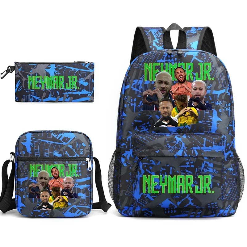 Conjunto de bolsa escolar para estudantes com estampa Neymar Avatar, mochila casual, bolsa de ombro, conjunto de 3 peças