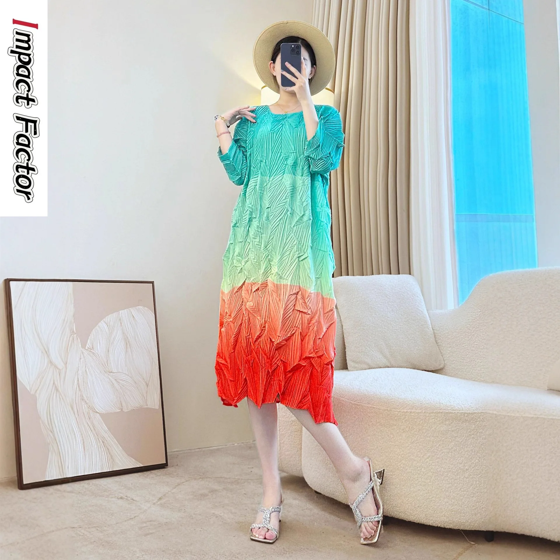 miyake-–-robe-plissee-de-couleur-assortie-ample-style-etranger-reduction-de-l'age-confortable-design-droit-sens-nouvelle-jupe-a-la-mode