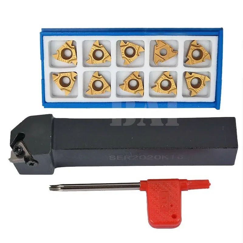 SER2020K16 Lathe Threading Turning  Tool Holder +10pc 16ER AG60 indexable Carbide INSERT CNC latheTurning tools