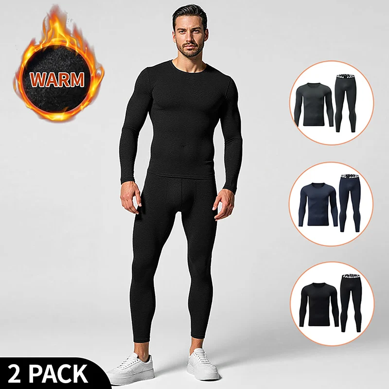 

2-piece Autumn And Winter Men's Solid Color Casual Long Sleeve Pants Warm Set Sports Running Comfortable Base Stretch Set