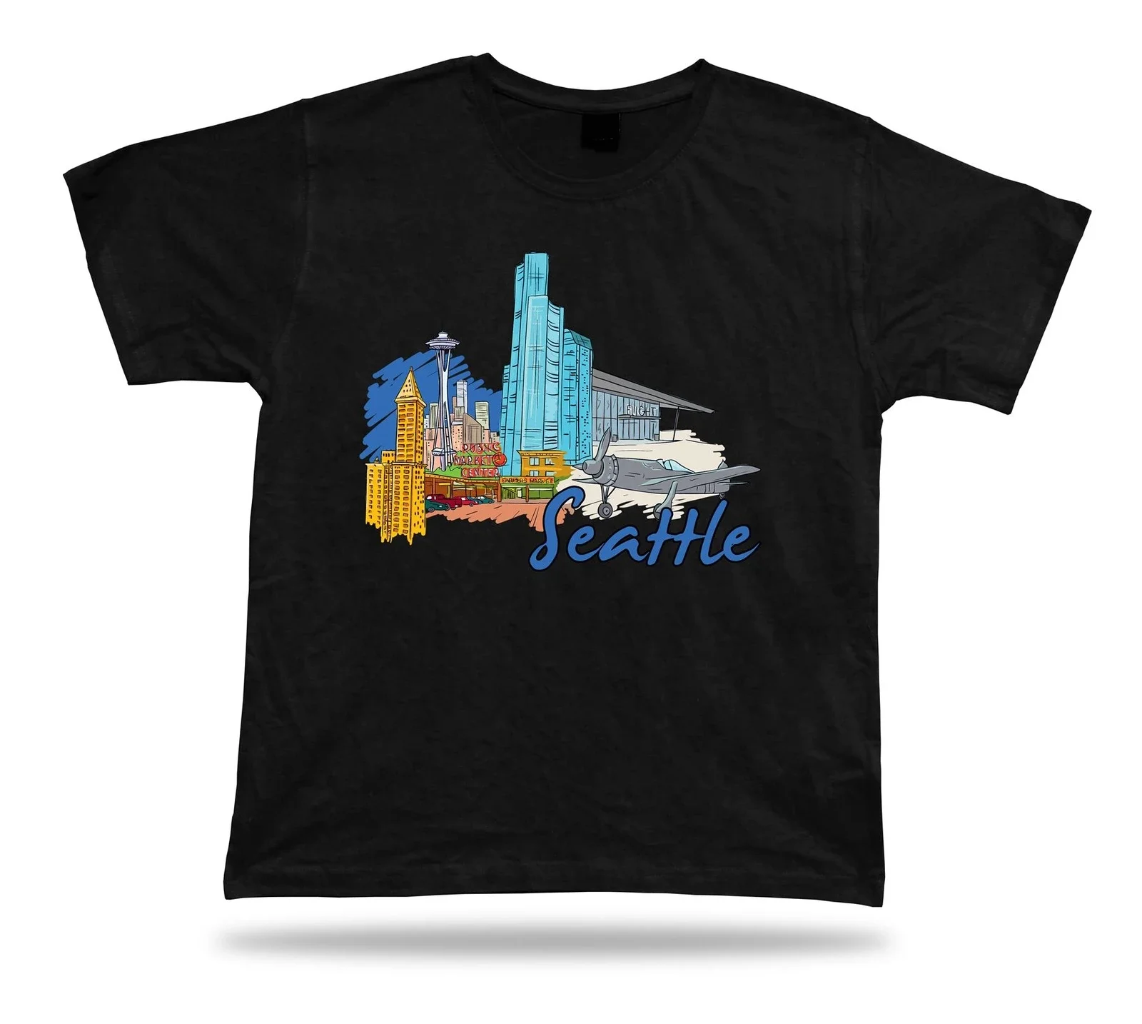 

Сиэтл Космическая игла Музей летных газовых работ Парк Чихули СкульптураПарковая рубашка