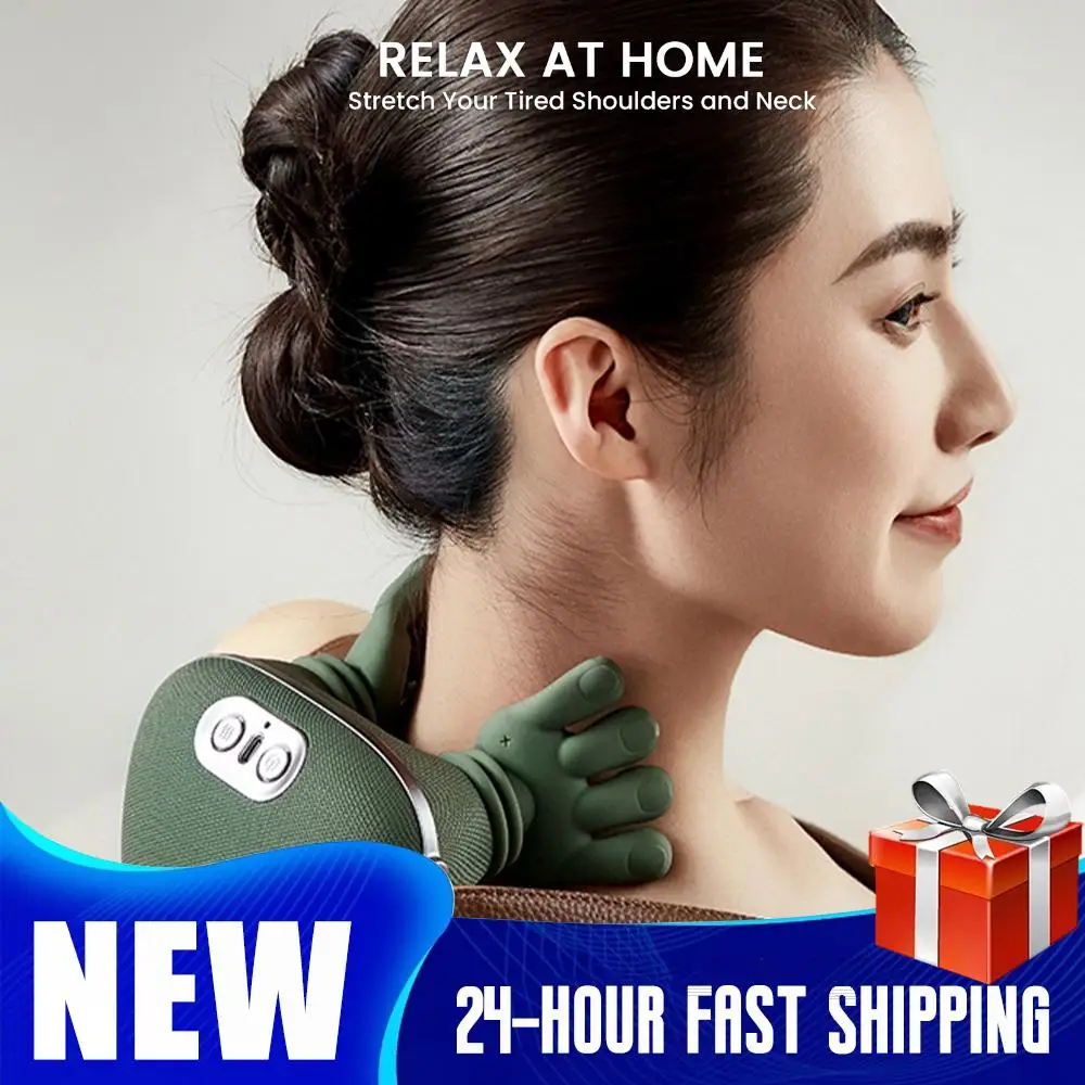 

Портативный мини-электрический массажер для шеи и плеч, глубокий массажер для шеи, теплое нажатие, массажер для шеи, глубокие ткани шиацу с подогревом