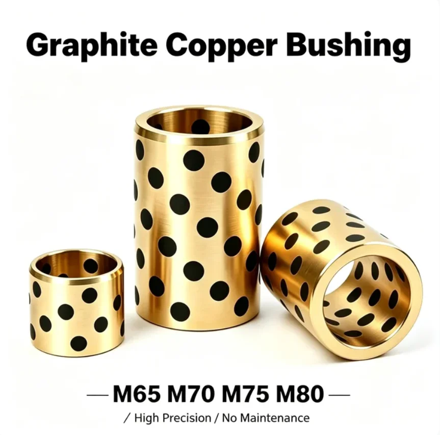Graphite Inlaid Copper Sleeve M65 M70 M75 M80 Anti-friction Oilless Self-lubricating Bronze Bearing Outer