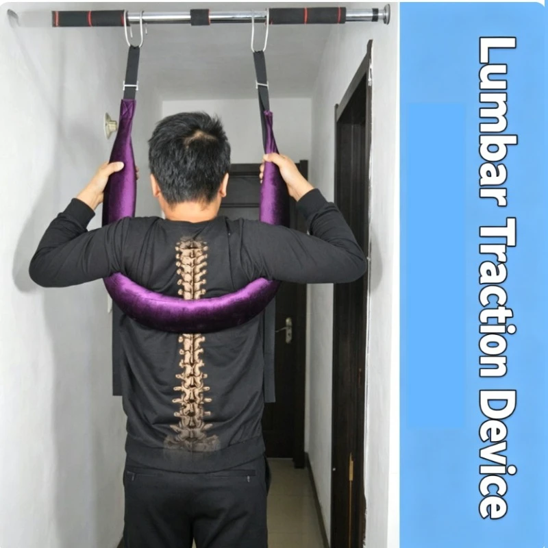 Lumbar Traction Belt Waist Spine Stretcher Home Use Hanging Strap Pull Up Bar Tool Adjustable Comfortable Soft Portable Easy