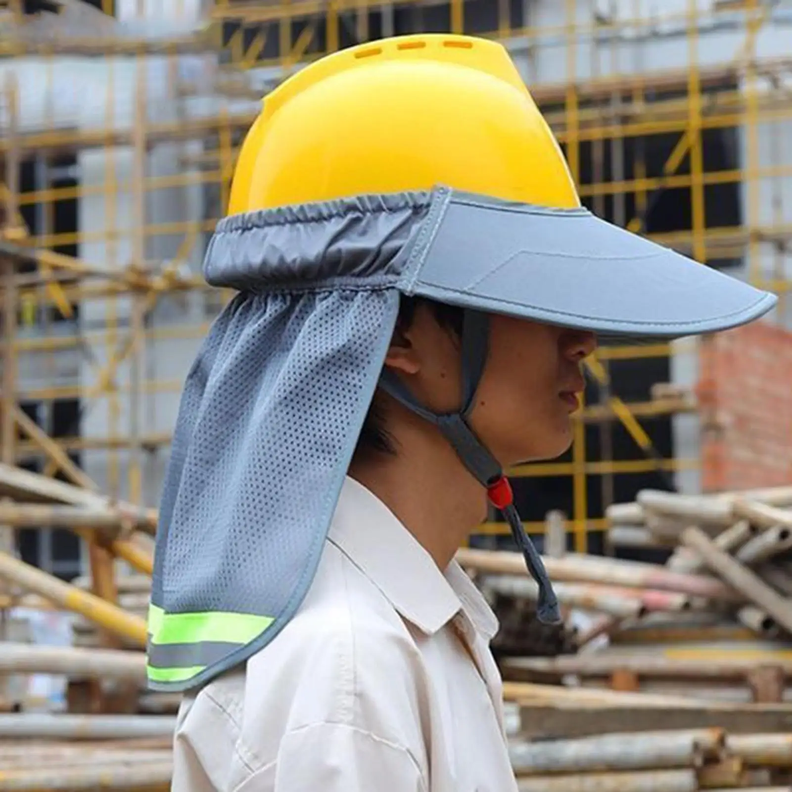 Construction Safety Reflective Hard Hat Shade Neck Shield Helmet Sun Shade Reflective Stripe Summer Sun Protection for Working