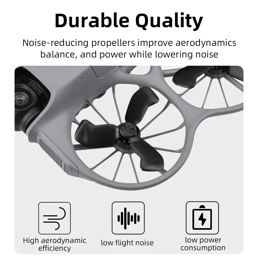 Eliche BRDRC, per accessori DJI NEO 2, design a basso rumore, resistenti all'usura, potenza e stabilità migliorati, parte a sgancio rapido