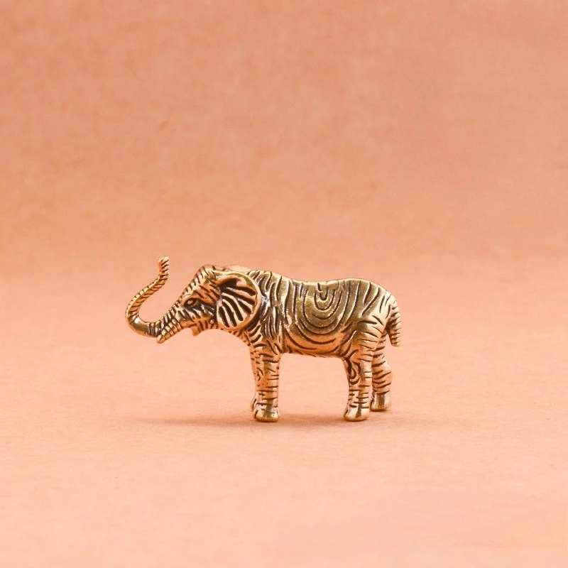 1 PC Creative Fortune Attracting Solid Brass Elephant Miniature Ornament Living Room Decoration Home Decor Accessory Unique Gift