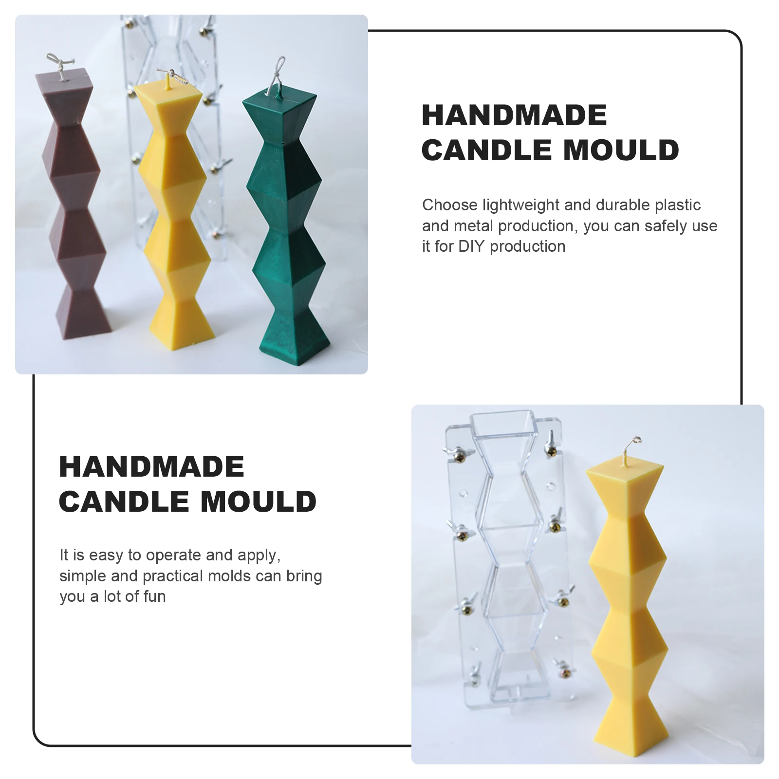 

1pc Mold Plastic Aromatherapy Scented Handmade Wax Casting Lightweight Durable Geometric DIY Decor Gifts Family Friends