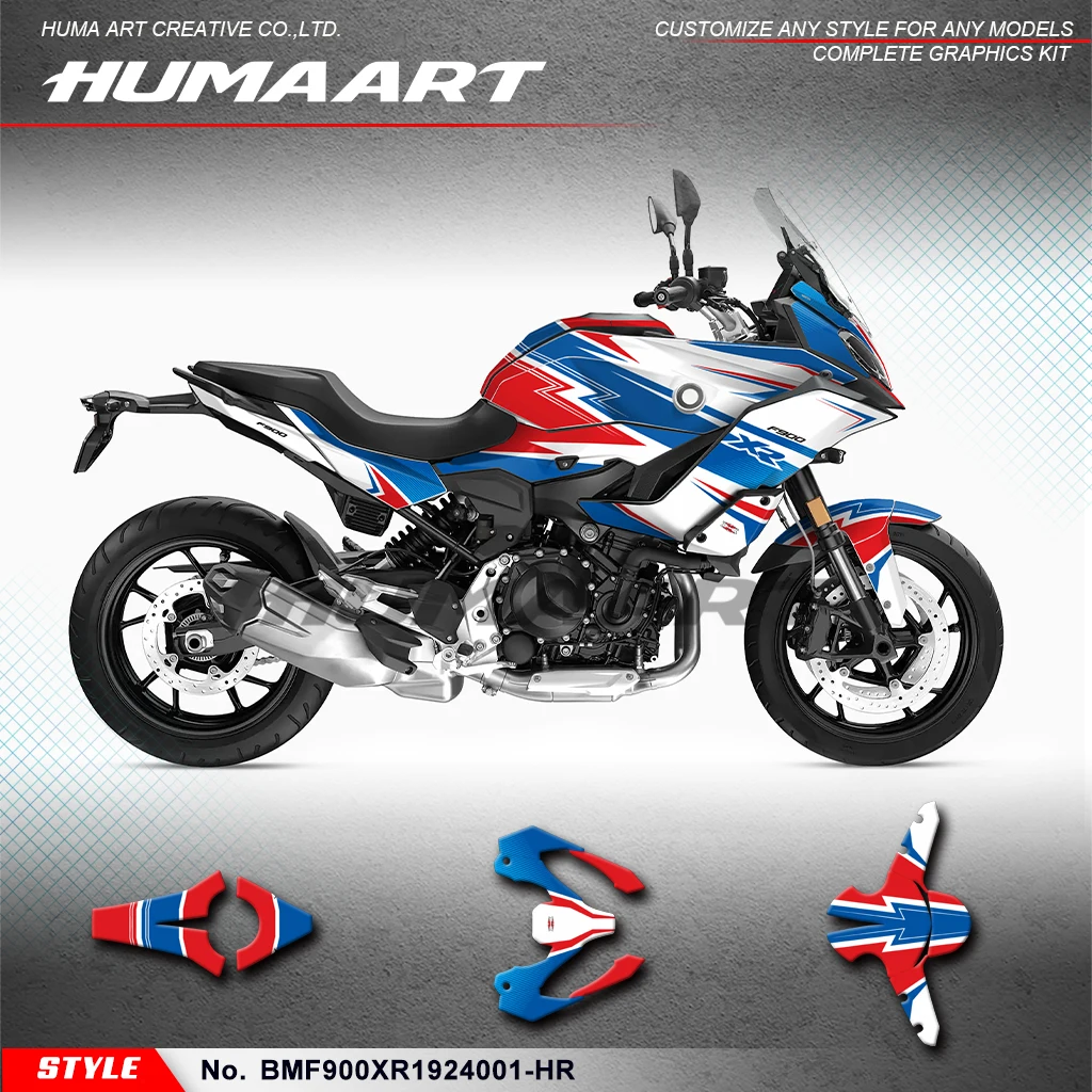 HUMAART Custom Motorcycle Graphics Vinyl Deco Stickers Full Kit for BMW F900XR 2019 2020 2021 2022 2023 2024, BMF900XR1924001-HR