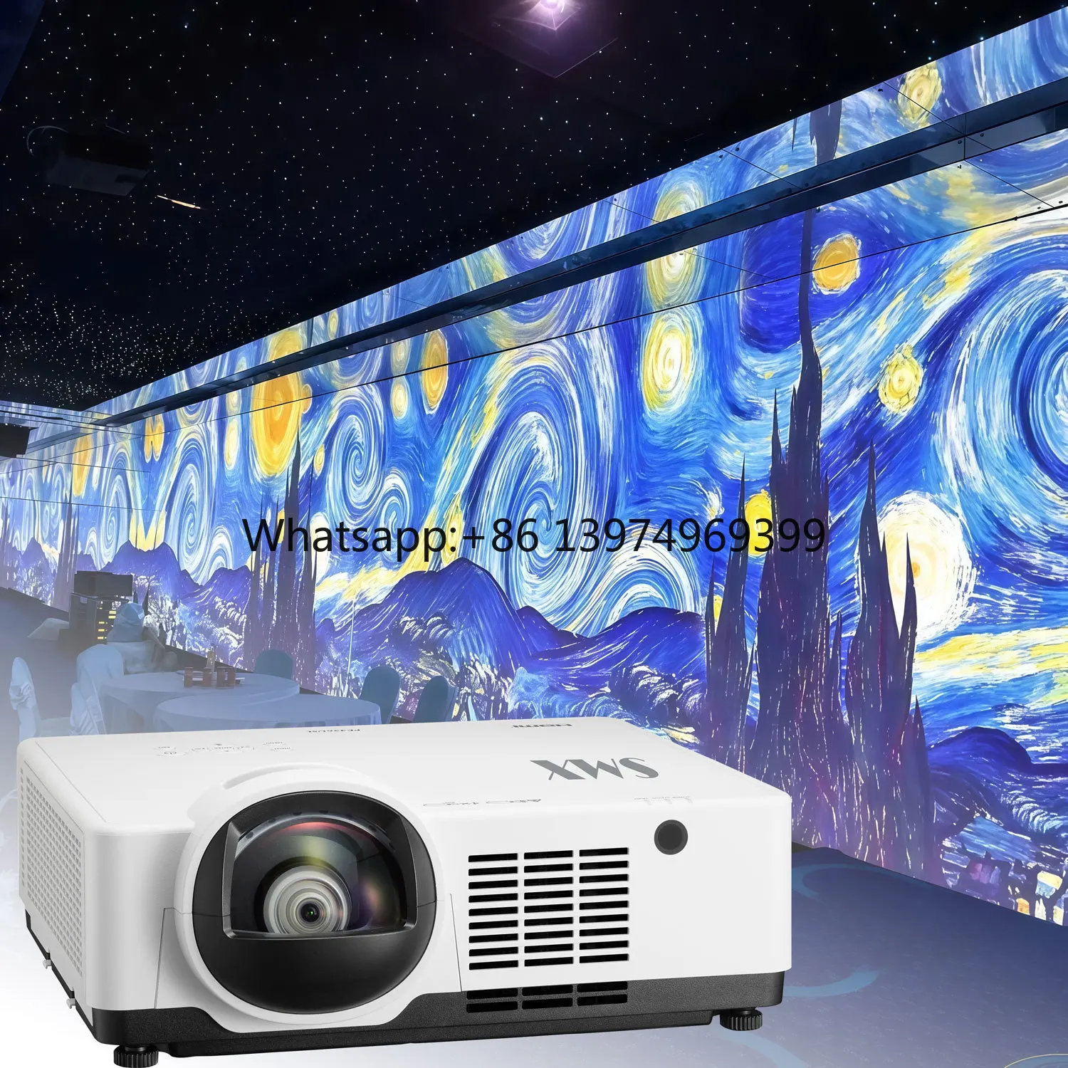 6000 Lumen 4K Immersive Projector with Built-in Speakers Short Throw Laser for Business & Education Use