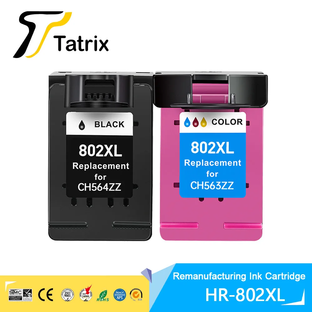 Tatrix HP 802 802XL Premium Remanufactured Color Inkjet Ink Cartridge for HP Deskjet 1000/1050/2000/2050 Printer