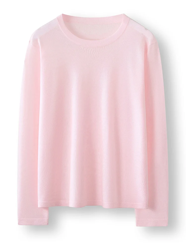 

Базовый камвольный женский свитер из мериносовой шерсти, весенне-осенний женский мягкий вязаный пуловер, однотонная тонкая одежда с длинными рукавами, футболка