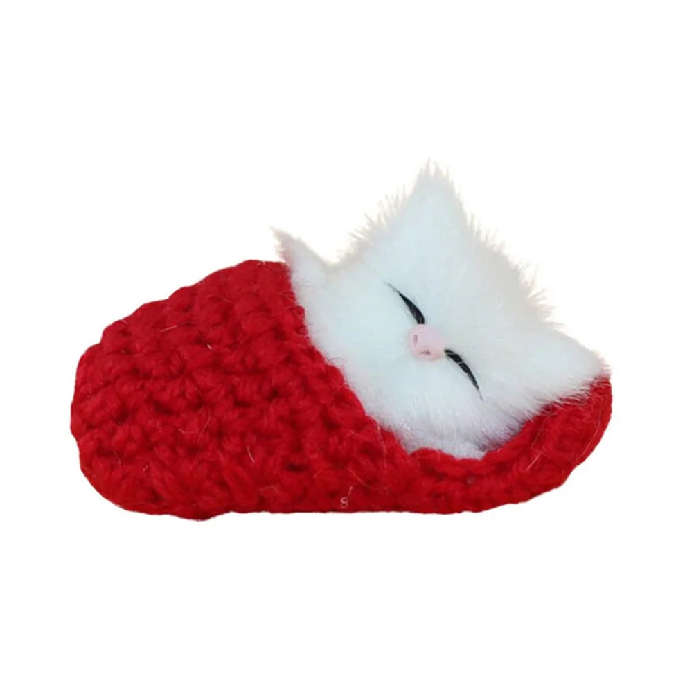 Realistic Sleeping In Slipper Mini Kitten Shoe Decor Mini Kitten In Shoe Handheld For Christmas Wedding Party Kids Gift Red