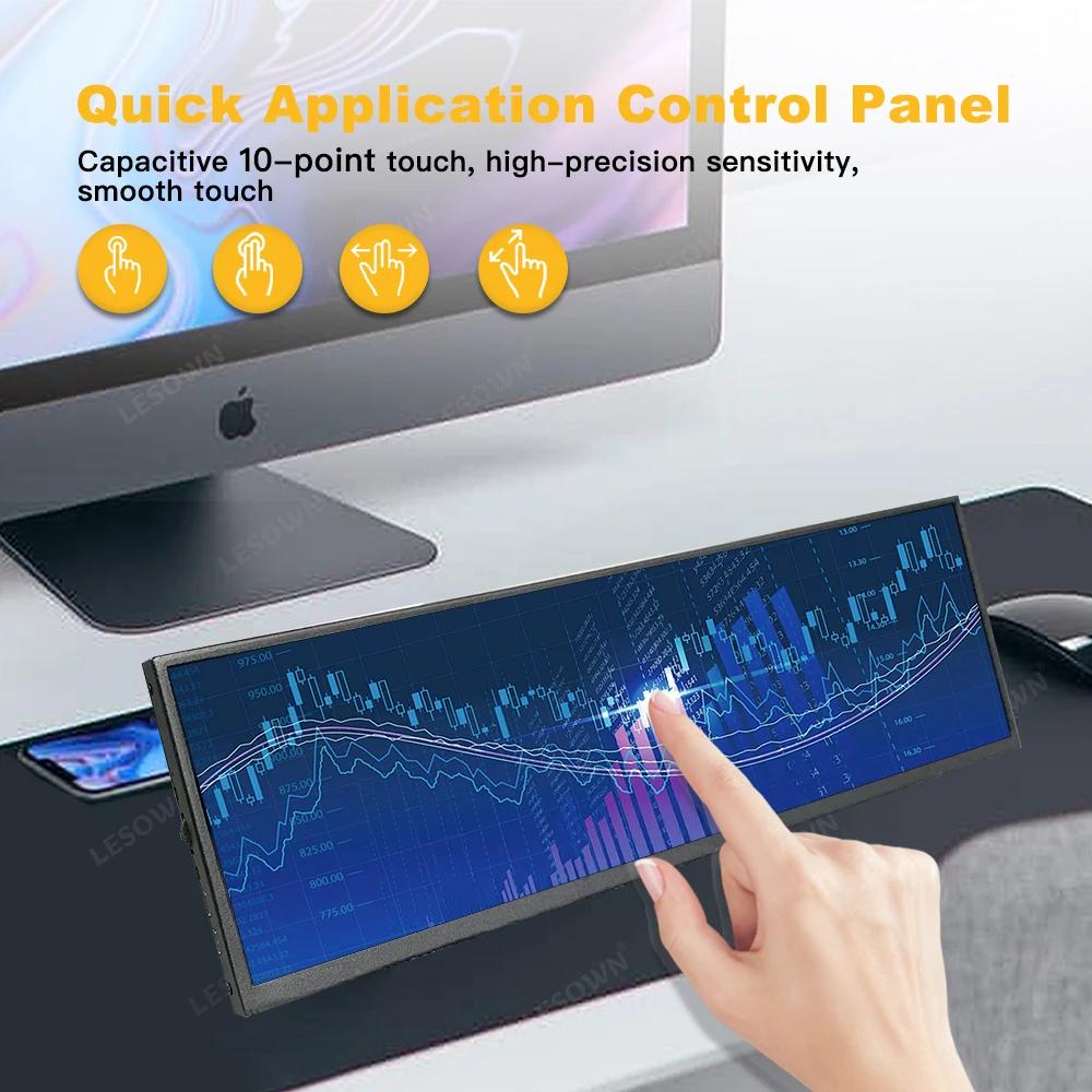 Imagem -04 - Lesown-hdmi Display Bar Tela Lcd Computador Faça Você Mesmo Strip Monitor Secundário para pc Case 100 Srgb 2880x864 Ips 120hz 127