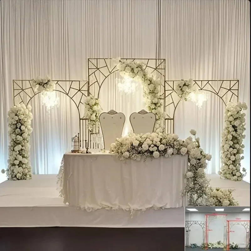 

1/3PCS Shiny Gold Metal Wedding Arch Elegant Flower Frame Stage Background Props Decor