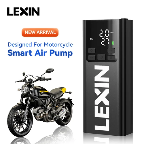 Lexin P5 bomba de aire inteligente 5000mAh para motocicletas inflador de neumáticos bicicleta barco con LED Digital y inflado de presión preestablecida