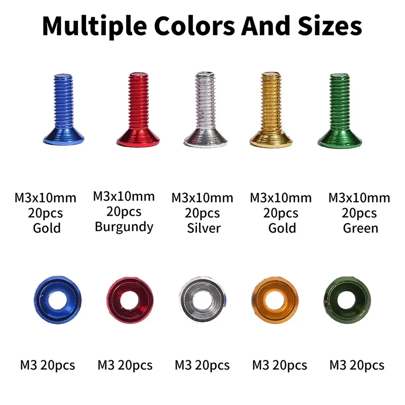 GooBetter 200Pcs Multicolor Hex Screws and Washer Set M3 Aluminum Alloy Washers for RC/FPV/PC/Drone/Mechanical Accessories Parts