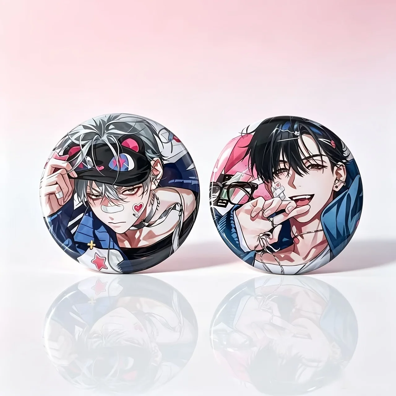 2PCS Alien Stage Anime Character Music Stage Iron round Badge Collectible Anime Items Festival Gifts Clothing Backpack Decor