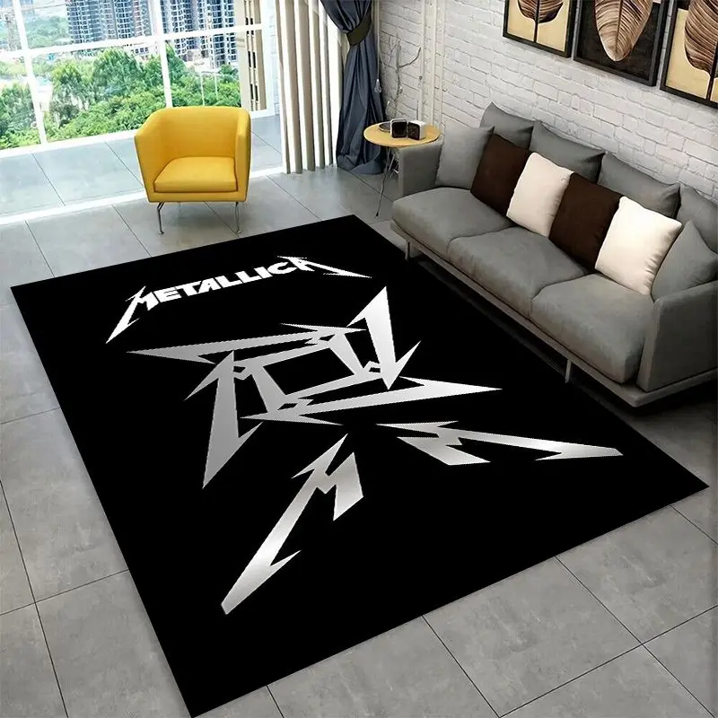 Metal Band M-Metallica Thrash Cartoon Non-Slip Area Rug for Living Room,Bedroom,Playroom,Soft Carpet Floor Mat Home Decor Rug