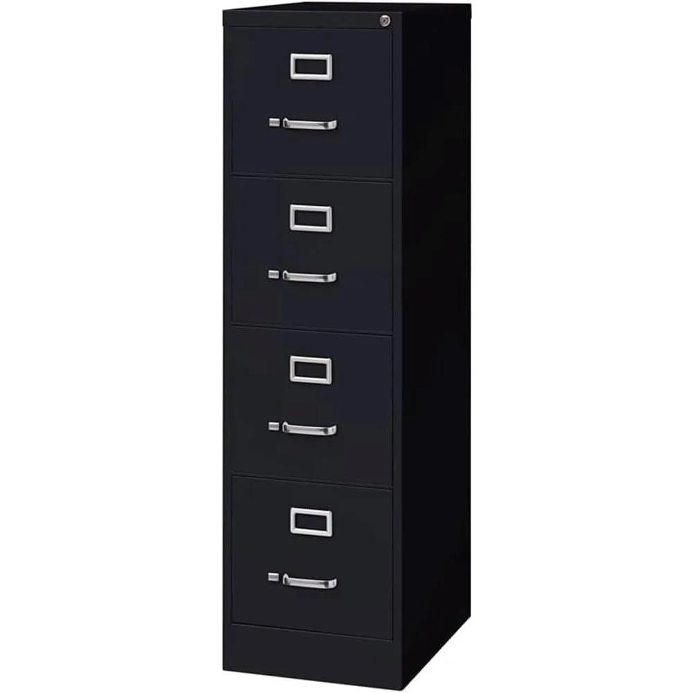 4 gavetas 52 "armário de arquivo de metal preto vertical com fechadura pré-montado tamanho carta estacionária para casa, escritório