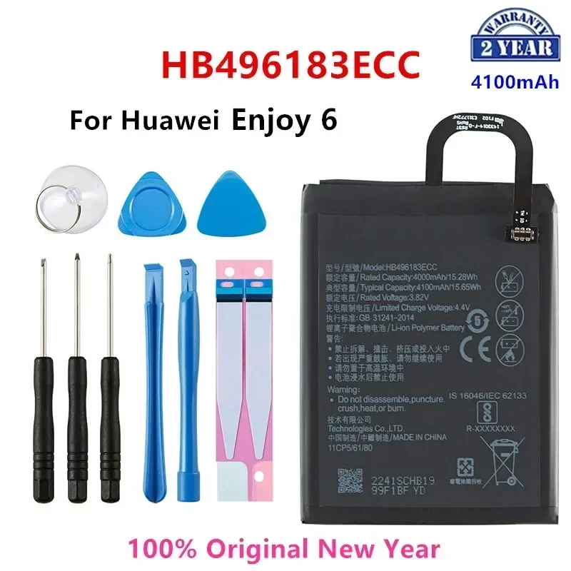 100% Orginal  HB496183ECC 4100mAh Battery For HUAWEI Enjoy 6 SIM TD-LTE NCE-AL00 NCE-AL10 Mobile Phone Batteries+Tools