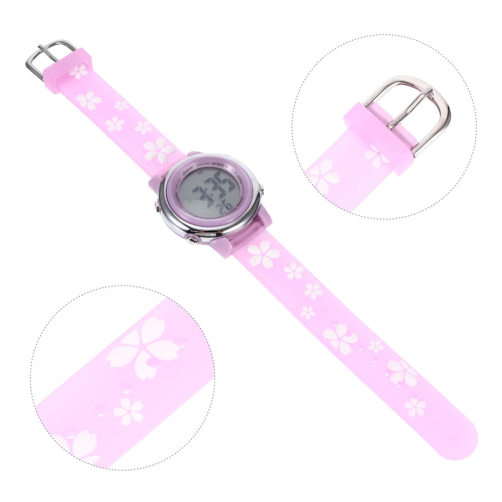 1pc Waterproof Watch Cartoon Wristwatch Electronic Flower Pattern For Outdoor School Durable Comfortable Design