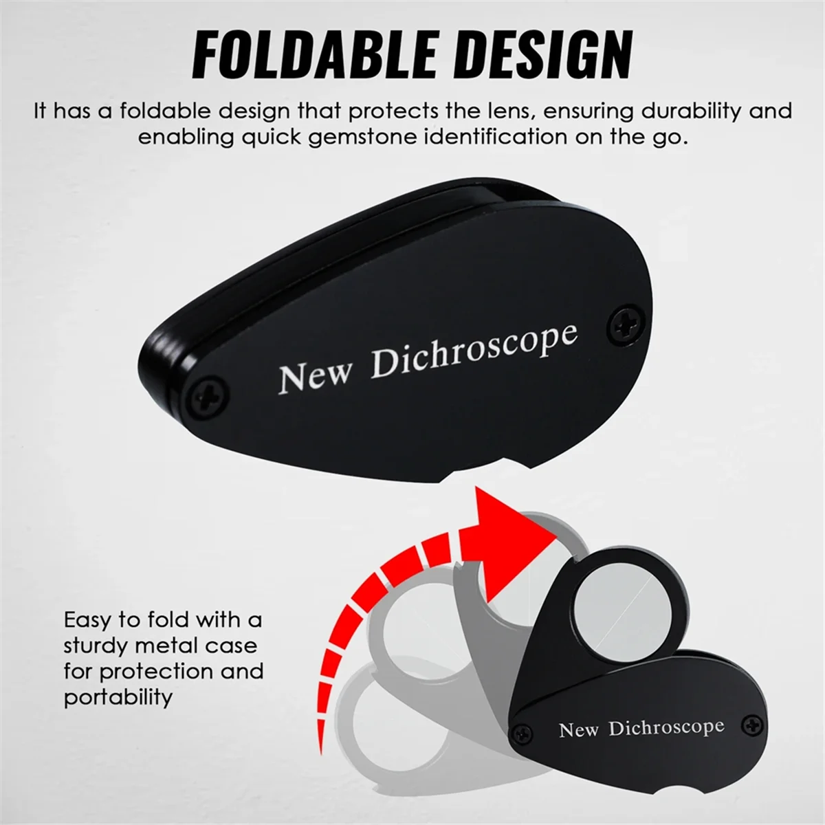 NN89R ใหม่กระเป๋า Dichroscope การทดสอบเครื่องประดับ 21 มม.เส้นผ่านศูนย์กลางเลนส์แสงสีขาวการออกแบบพับได้เลนส์ Dichroscope สําหรับอัญมณี