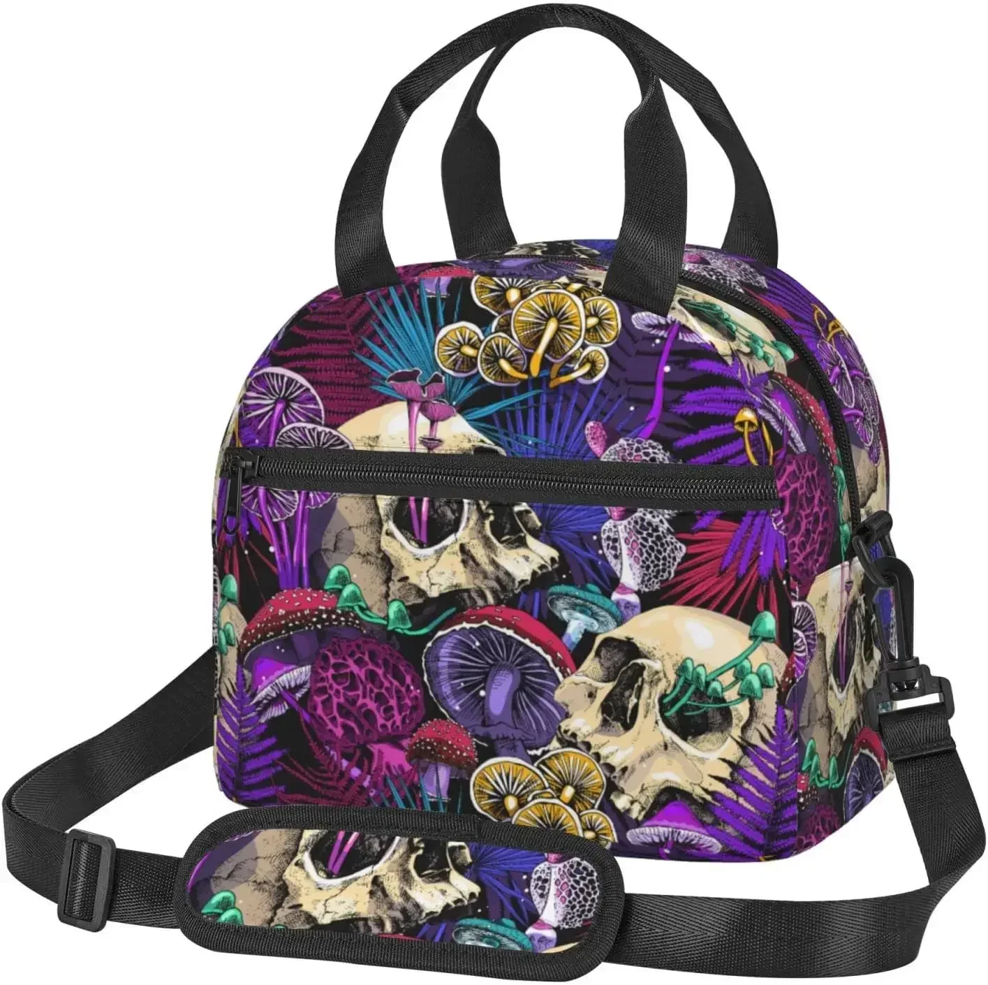 

Skull Mushroom-1 Insulated Lunch Bag with Straps, Box for Women and Men, Waterproof Tote Office Travel