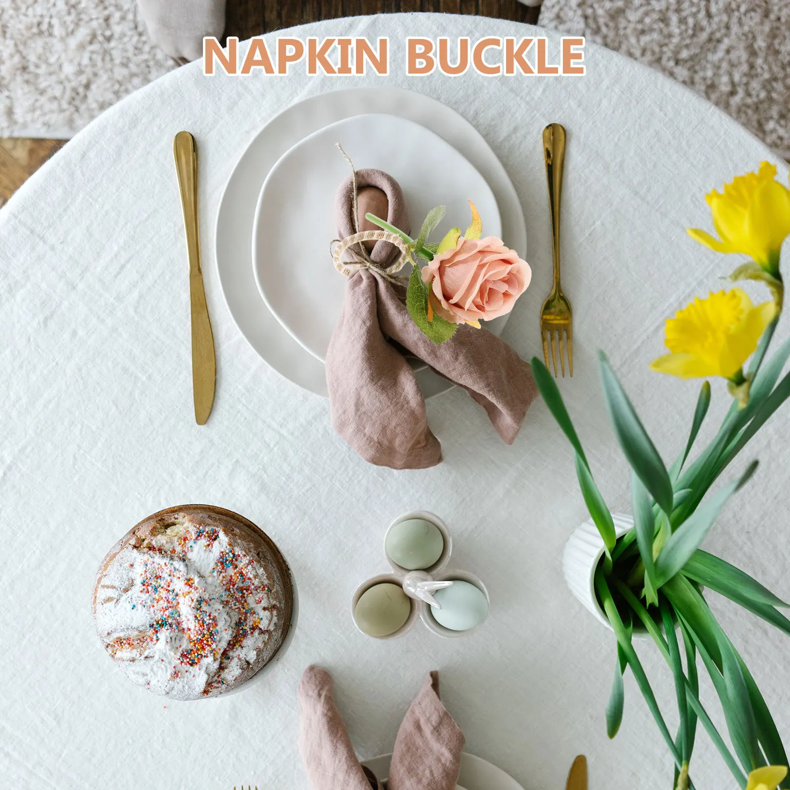 

4Pcs Simulation Flower Napkin Rings Elegant Decorative Serviette Buckles for Party Restaurant Wedding Dining Table Supplies