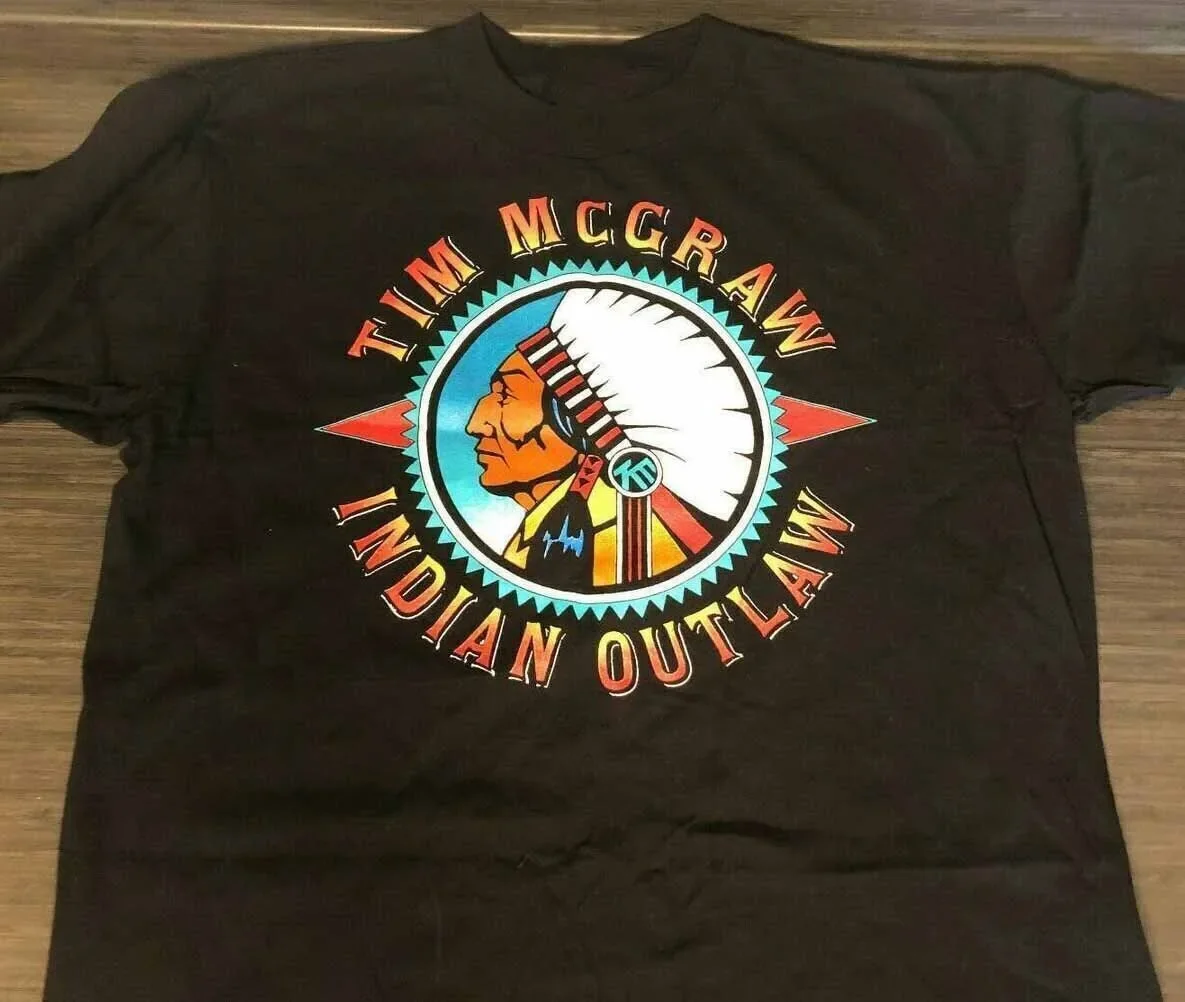 VINTAGE TIM MCGRAW INDIAN OUTLAW 1994 Shirt Classic Black Unisex