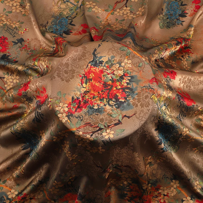 

Imitation Silk Cloud Gauze Fabric Soft Chinese Style Cotton Silk Printed Material for DIY Cheongsam Hanfu Dress Clothing Sewing