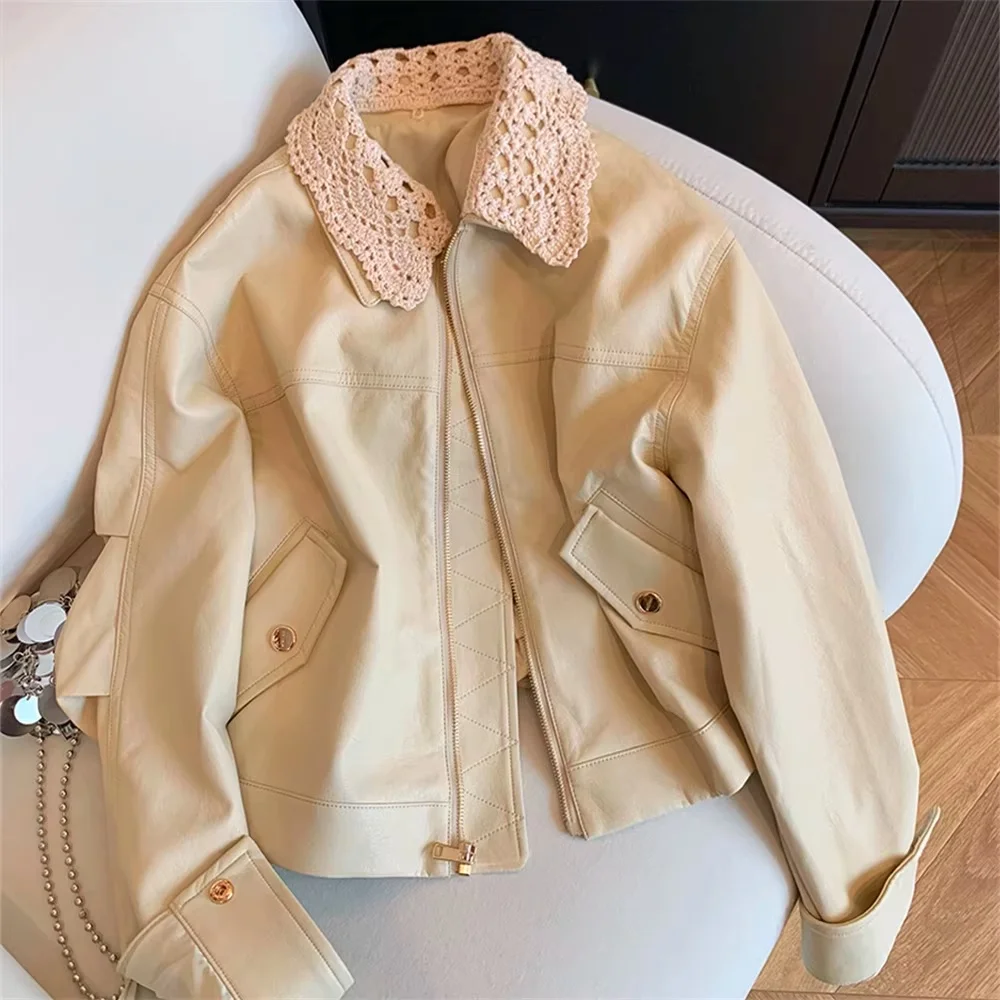 

Ретро-американская повседневная верхняя одежда с кружевным воротником и длинными рукавами, универсальный топ малого размера для мужчин и женщин, весна-осень