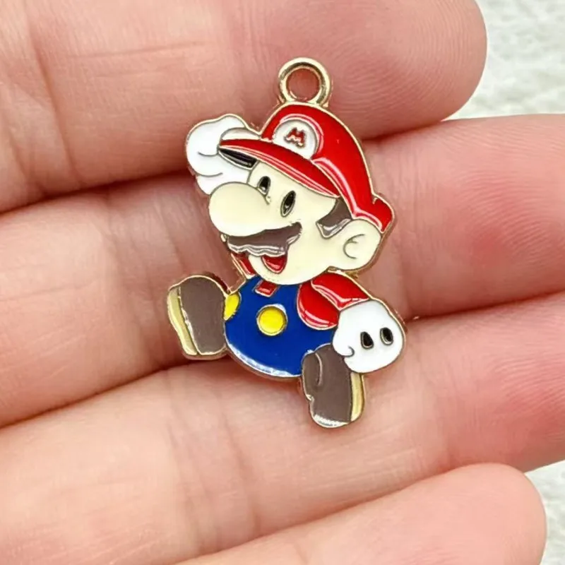 10 stuks schattige Super Mario Bros DIY sleutelhanger metaal handgemaakt legering anime game sleutelhanger sleutelring cadeau voor fans