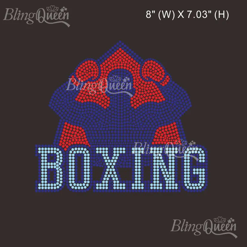 

BlingQueen-Strass Rhinestone Transfer, Bling Hot Fix Iron on Patch Motif, Boxing Design, 25Pcs Lot