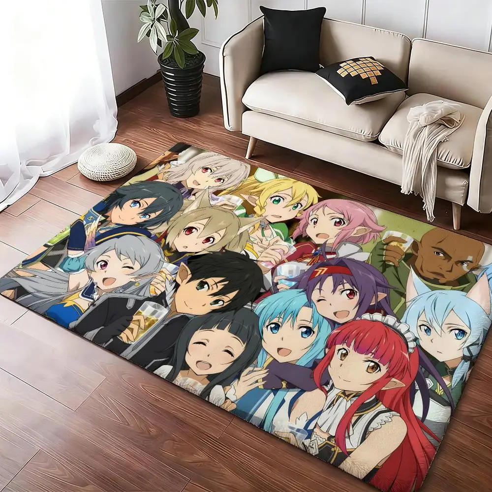 Sword Art Online Floor Mat Soft Thickened Absorbent Non-Slip Bedroom Living Room Door Mat Home Decor Flannel Rugs