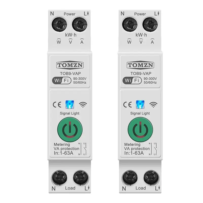 

2X TOMZN 63A Tuya Wifi MCB Circuit Breaker Over Current Under Voltage Protection Power Metering Wireless Remote Control-[A04I]
