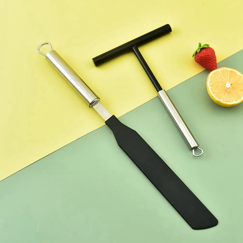 ●304 Stainless Steel French Crepe Spreader Pancake Like Batter Spreading Tool Pancake Like Batter for Kitchen + Spatula-ABFB