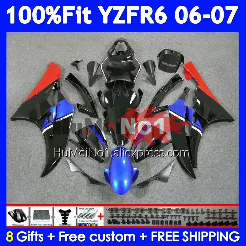 Blue Black Injection Fairing For YAMAHA YZF-R6 YZF R 6 YZF R6 600 600CC 357No.49 YZF600 YZFR6 06 07 YZF-600 2006 2007 OEM Body