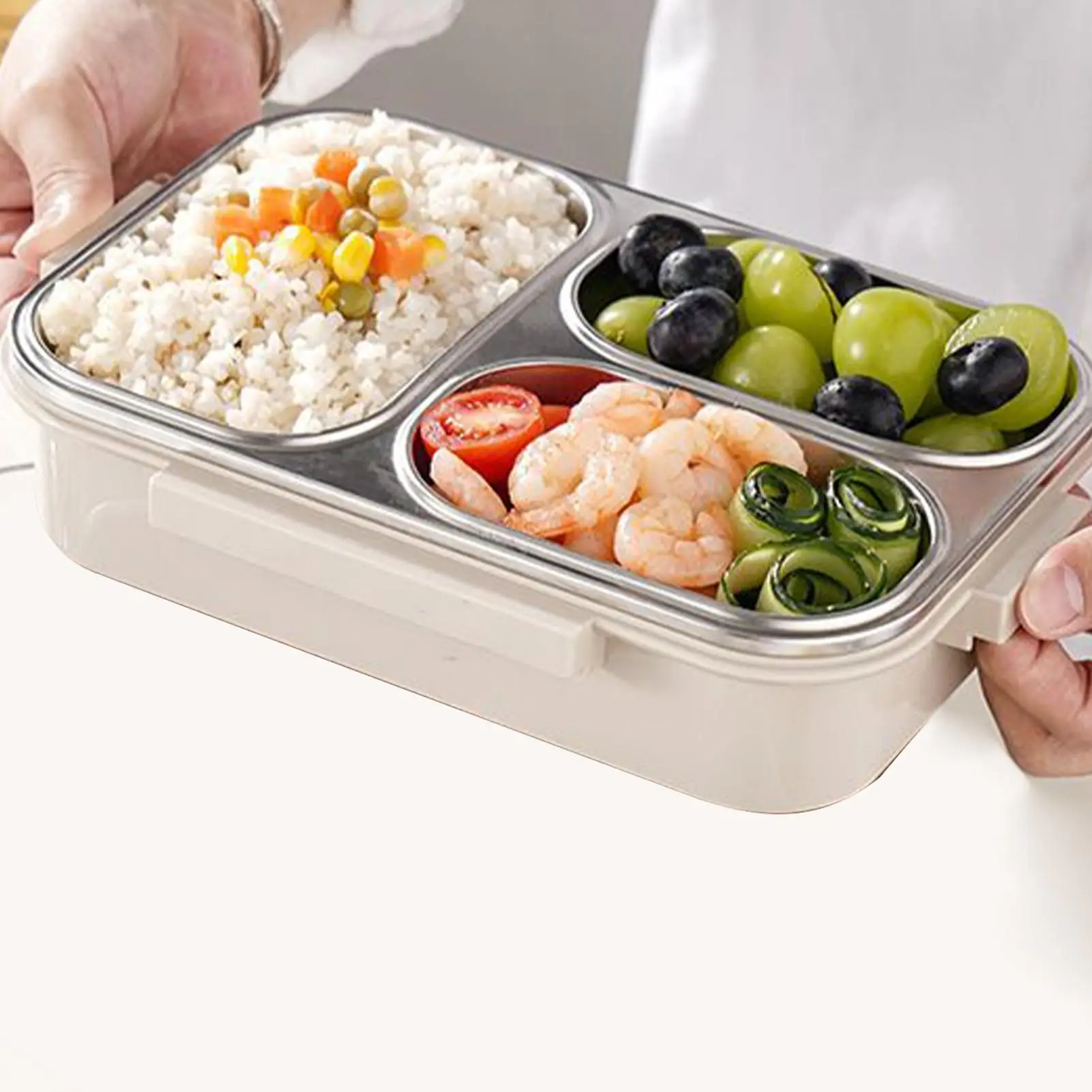 

Lunch Containers For Kids Stainless Steel Meal Prep Holder Leak Proof 3-Compartment Lunch Case For Kids Airplane School