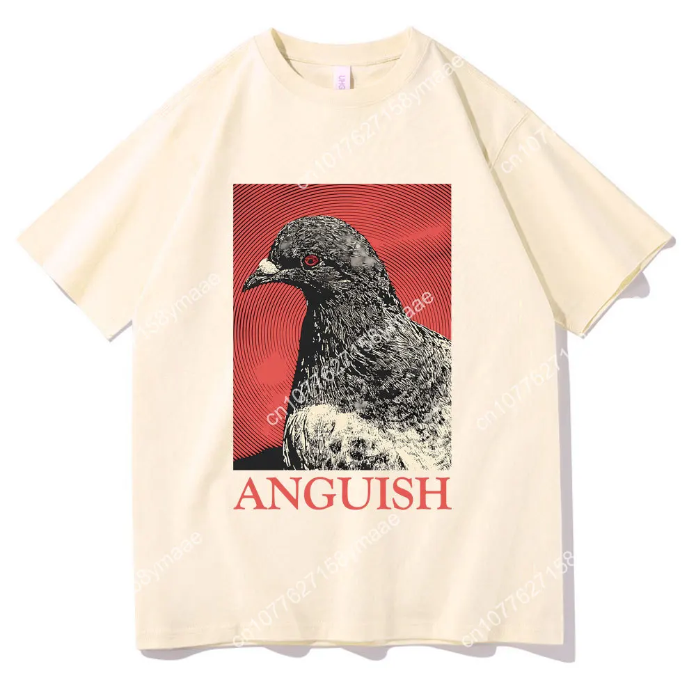 Anguish تي شيرت لطيف مضحك ميمي حمامة طباعة تي شيرت الصيف الرجال النساء عادية المتضخم قصيرة الأكمام التي شيرت الذكور Vintage T